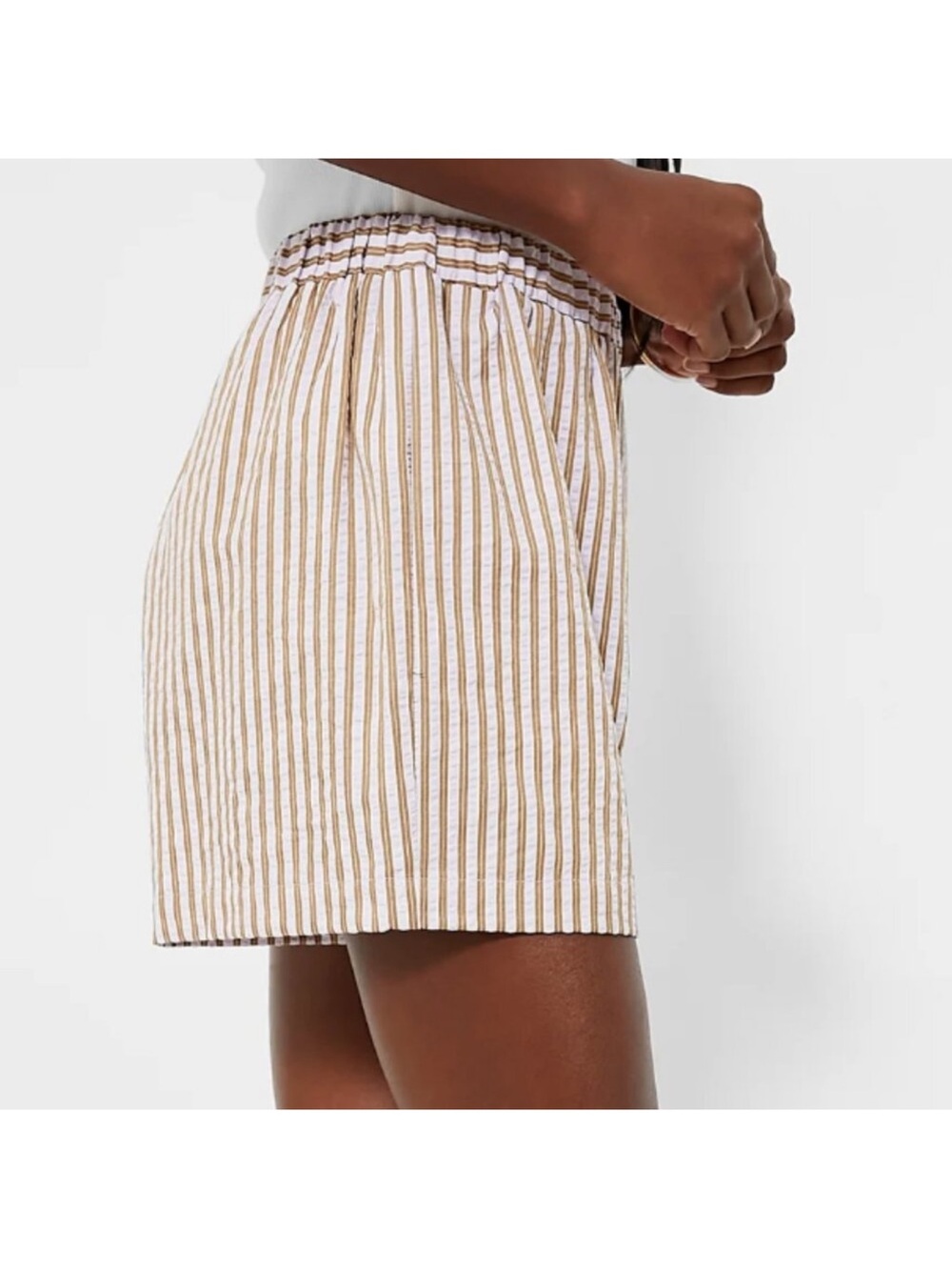 Tuckernuck, Pomander Place Striped Elastic-Waist Shorts - Tan & Purple - Picture 2 of 8
